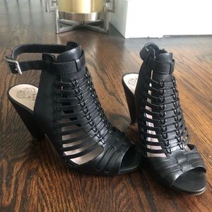 Black Vince Camuto Webbed Heels